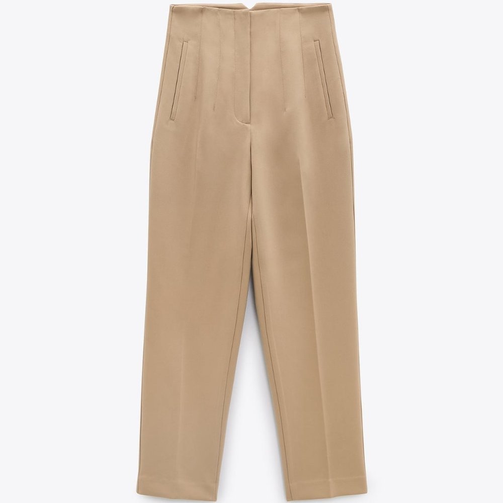 Zara Taupe High-Waisted Pants